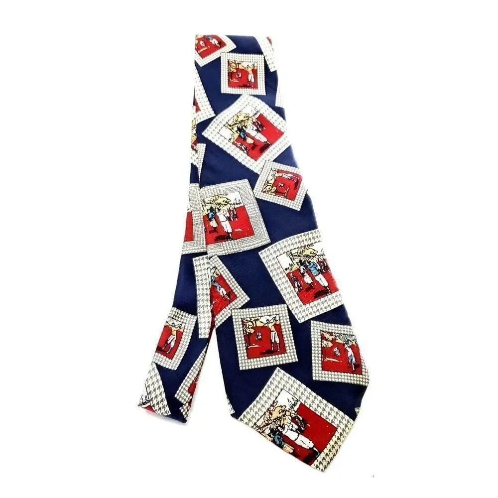 Pierre Cardin Blue‎ Silk Tie Woven Graphic
